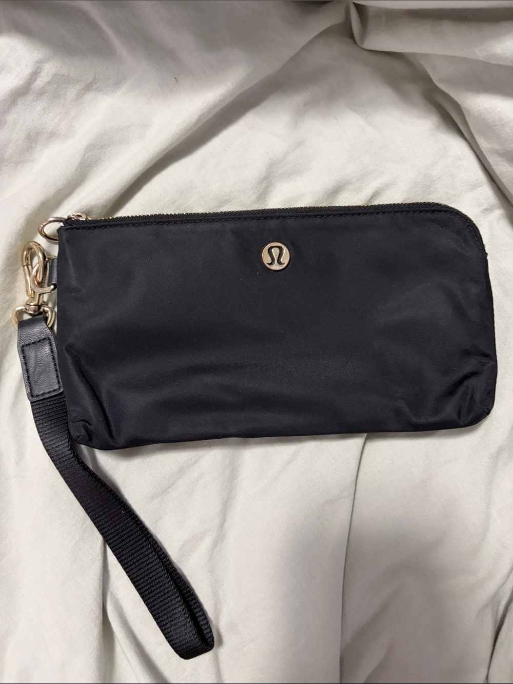 lululemon athletica Black Wristlet Pouch with Gold Accent